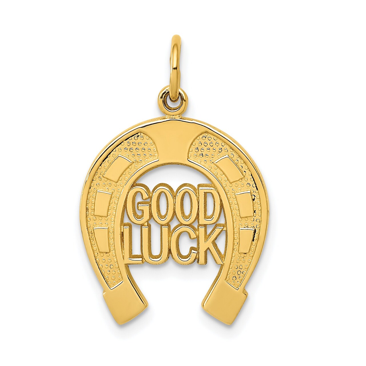 14K Gold Horseshoe Good Luck Charm Lucky Pendant Jewerly 25mm x